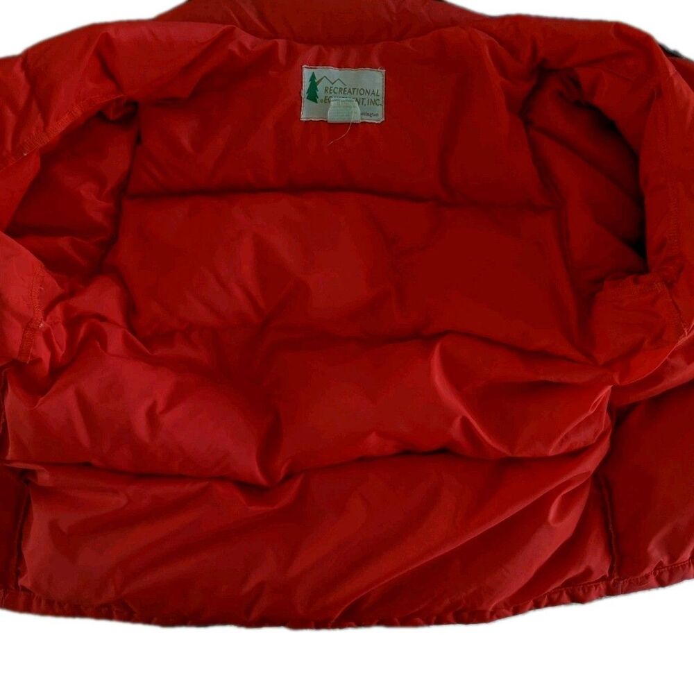 Vintage REI Red Puffer Jacket Goose Down Ski Party 70s Size L - Picture 7 of 15